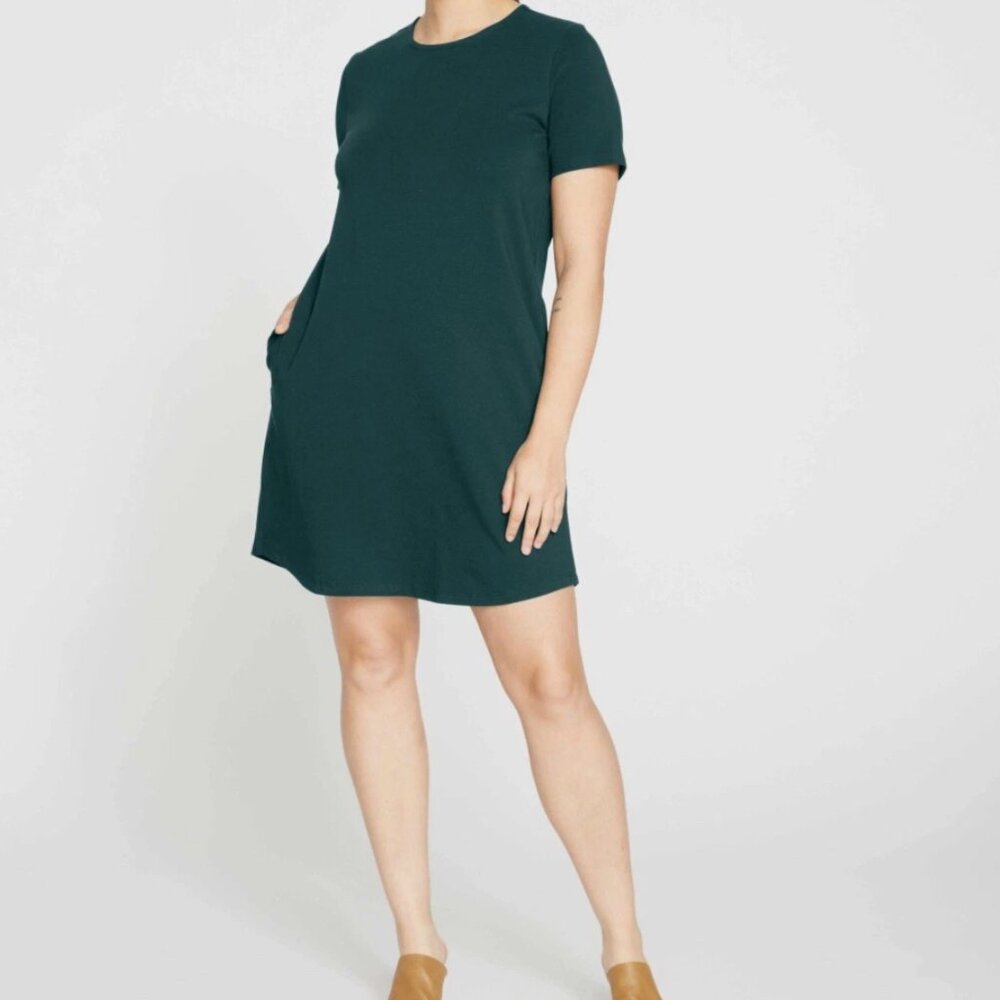 Universal Standard -- Halie T-Shirt Dress (Dried Saffron Green)